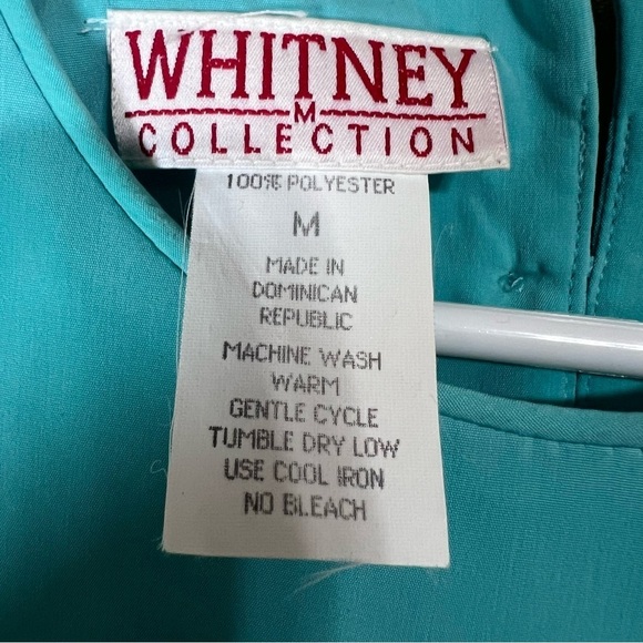 Vintage (1980s-90s) Whitney Collection Teal Short Sleeve Blouse Crop Sz Medium - Picture 7 of 7